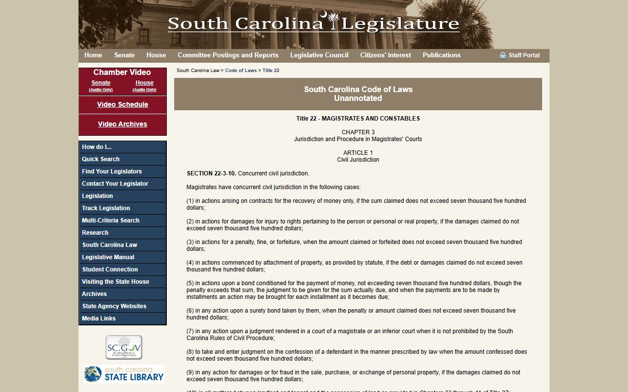 Barnwell County Clerk of Court records South Carolina Magistrates Court statute