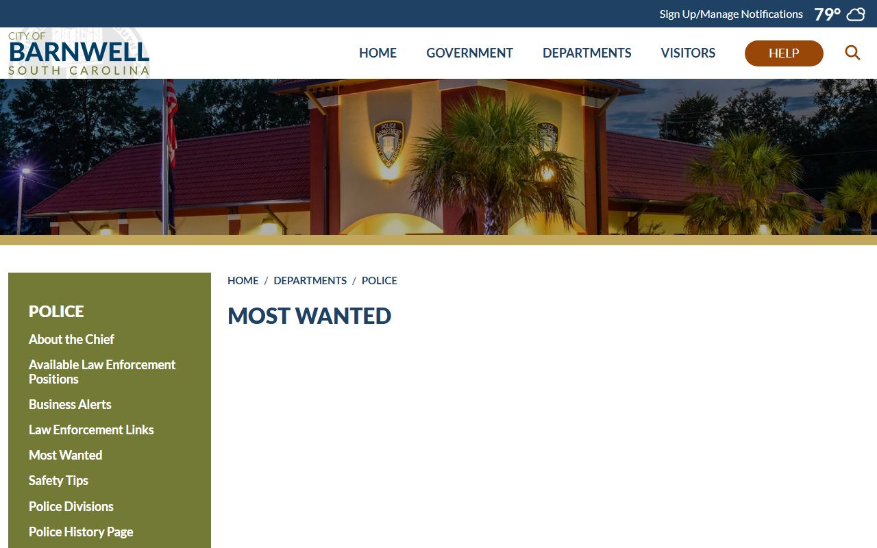 Barnwell County arrest records City of Barnwell Police most wanted page