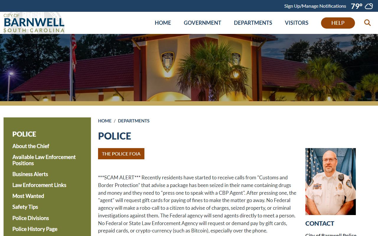 Barnwell County arrest records City of Barnwell Police Department