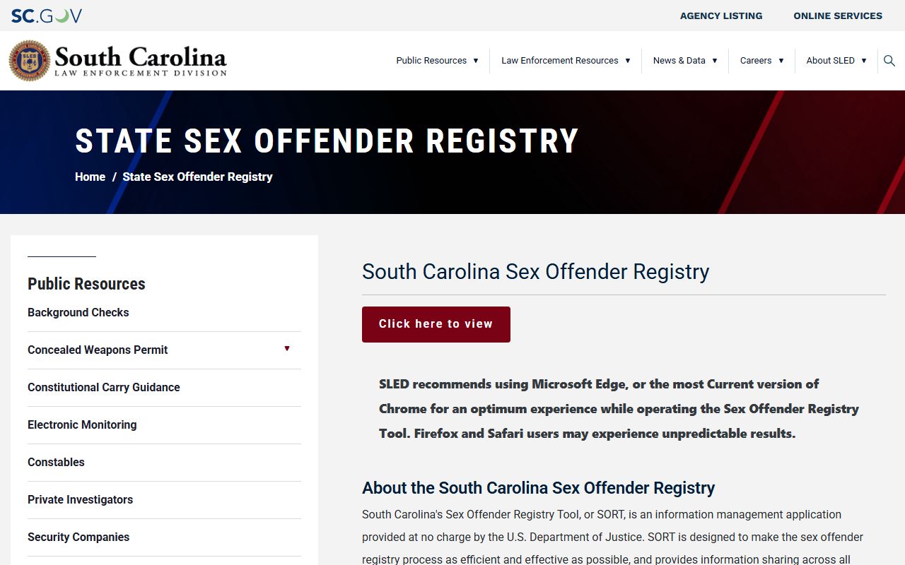 Barnwell County criminal court records SLED registry guidance