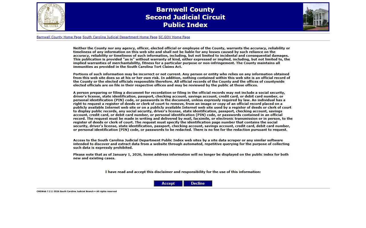 Barnwell County court records Public Index case search