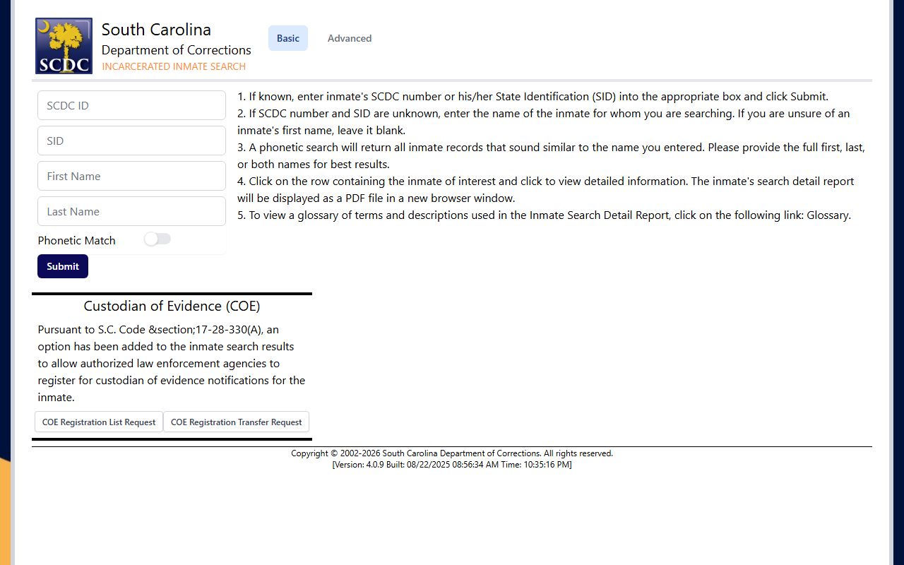 Barnwell County inmate search and SCDC public inmate lookup interface