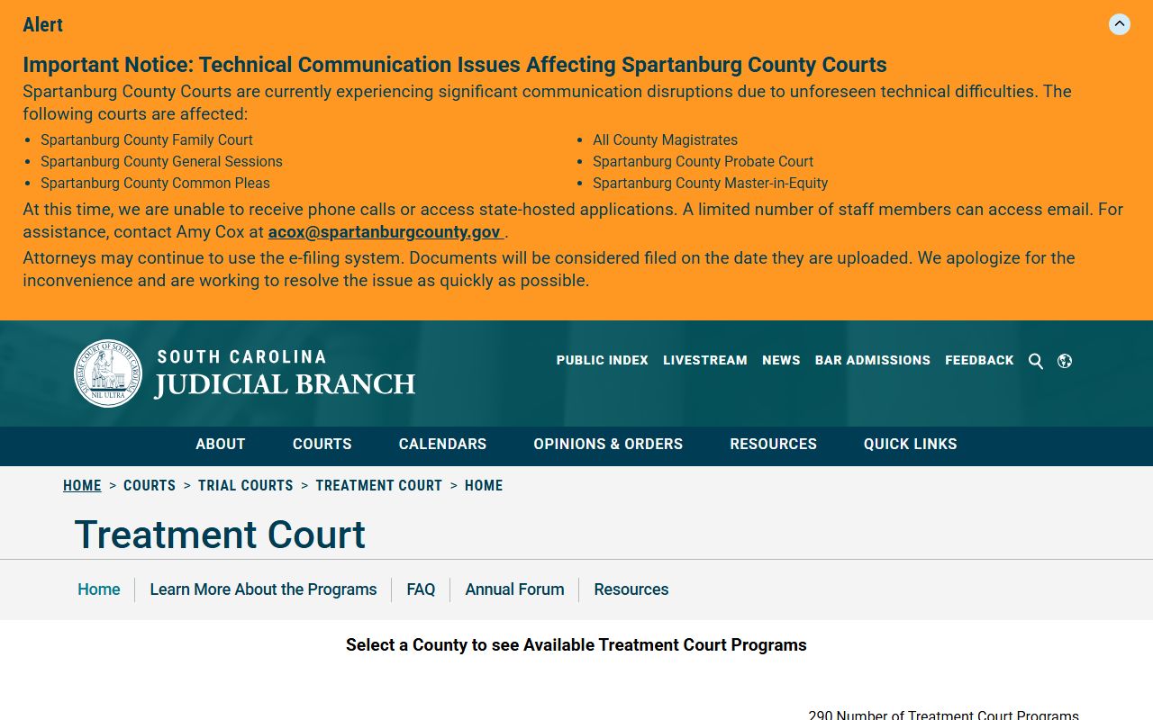 Barnwell County warrant records and South Carolina court treatment program resource